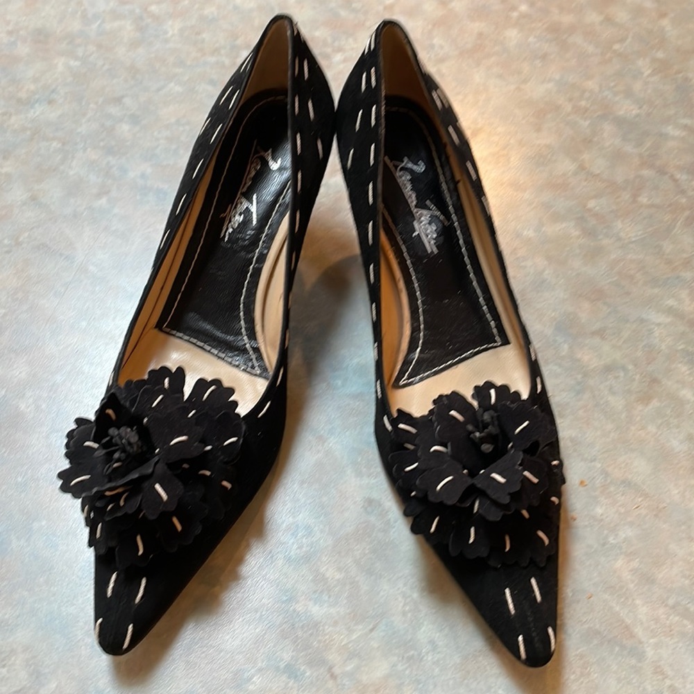 Ramon Tenza black suede heels (sz 8)